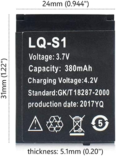 LZSL Батерија Li-Li ion Батерија Li јонска Батерија 380 MAH LQ S1 Smart Watch за Паметен Часовник,1 компјутер
