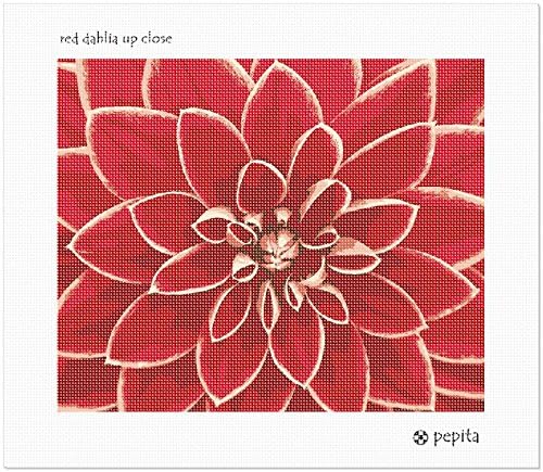 pepita Црвено Dahlia одблизу Needlepoint Комплет