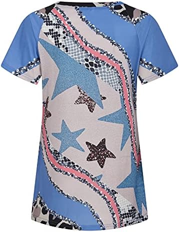 Жените Печатени Tshirts Лето Мода Обичните Кратко Sleeve Crewneck Долго Т Кошула Секојдневен Лабава Одговара Pullover Блузи