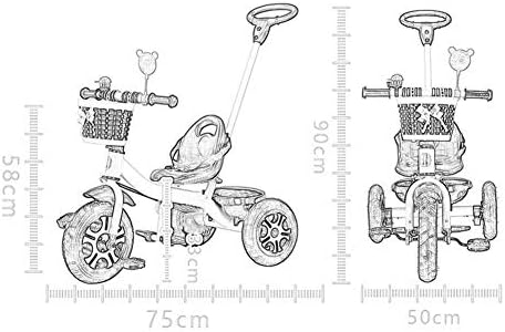 WALJX BicycleTricycle за Деца Велосипед Мода 1-3-6-годишно Бебе на Велосипед Количка Дете Велосипед Титаниум Празни Тркала (Вртливата