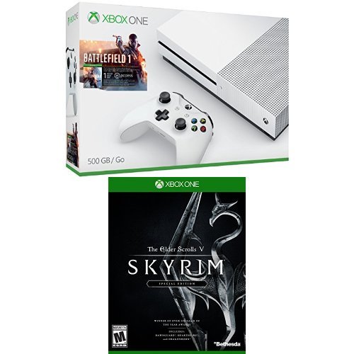Xbox Една S 500GB Конзола - бојното Поле 1 Пакет + На Старец Свитоци V: Skyrim - Посебно Издание