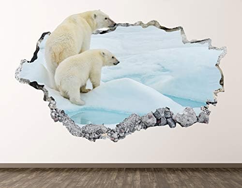 Поларна Мечка Семејство Ѕид Decal Уметност Оркестарот 3D Удрил Арктичкиот Океан Животните Налепница Постер Детска Соба Mural Обичај