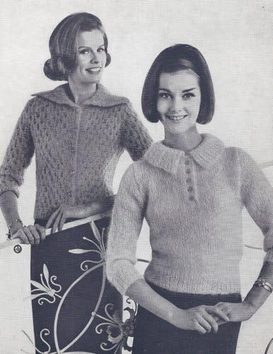 Гроздобер Плетење МОДЕЛОТ да се направи - 1950-тите Плетени Џемпери Блузи Mohair Две. Ова е модел и/или инструкциите за да го направи