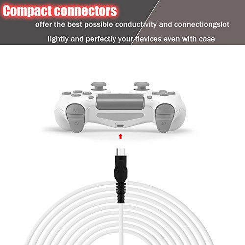 Birgus PS4 Micro USB Конектор за Кабел,контролер полначот 10ft/2 компјутери,Полнење Кабел Hi-Брзина на Полнење и Игра Микро USB Кабелот