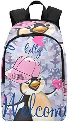 Љубов Пингвини Личен Повик Daypack Торба со Името Сопствен Туристички Ранец Bookbag за Човекот Жена Девојка Момче Подароци