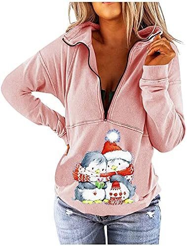 Жените Мода Божиќ Дедо Печатење со Долги Ракави Патент Врвот Sweatshirt Врвот Домот Јакна Блузи Џемпер GOUS211019A124