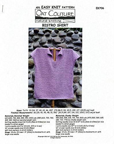 Бистри Кошула - Овес Couture Плетење Шема EK706 - Лесно Сплетам, Жените 31 - 49