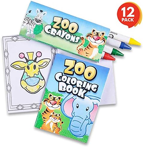 ArtCreativity зоолошка градина на Животните Мини Coloring Book за Полнење - 12 Комплети - Секој Сет Содржи 1 Мала Боја Книга и 4