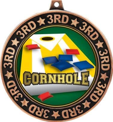 Cornhole 3-то Место Периметар Бронзен Медал, 2.75 Cornhole Награди, Деца Cornhole Трофеј Медал Награди Премиер