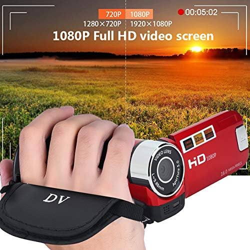 Рачни Видео 1080P видео камера FHD 16x Дигитален Зум, Trabar DV Дигитална Камера со COMS Сензор, Вграден Звучник, 270 ° Ротари Екран,