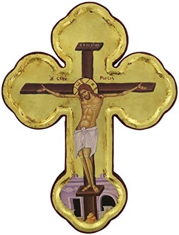 Ферари & Arrighetti крстовидна Ѕид Виси на Умирање Христос Икона, Изработени од Дрво во Грција (11 x 8.3 во / 28 x 21 cm)