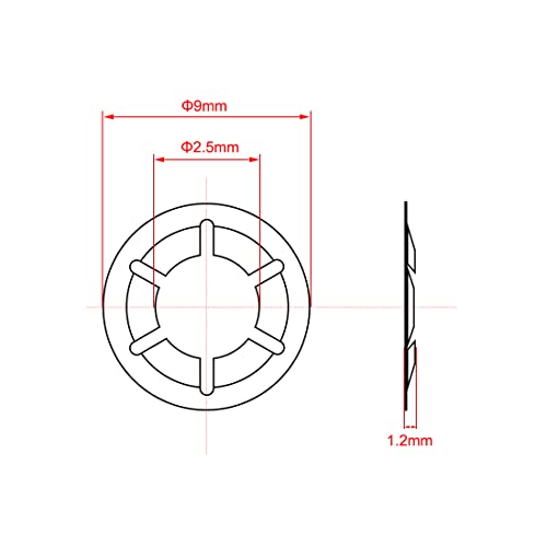 uxcell М3 Ѕвезда Заклучување за Миење 2,5 mm I. D. 9mm О Д Внатрешни Заб Заклучување Подлошки Притисни-За Заклучување Брзина Клип