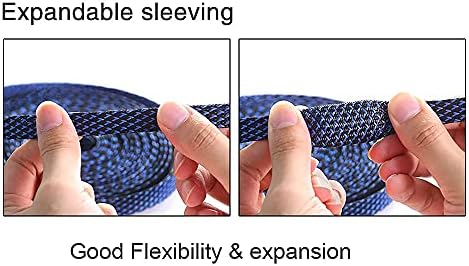 Алекс Техника 25ft - 1/2 инчи Сплит Sleeving Црна и 100ft - 1/4 инчи Проширување Sleeving BlackBlue