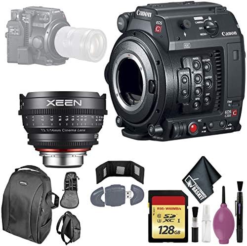 Canon EOS C200B Кино Камера (Тело Само) (EF-Монт) Меѓународно - 128GB Memory Card - Картичка Паричникот & Читателот - Случај - Rokinon