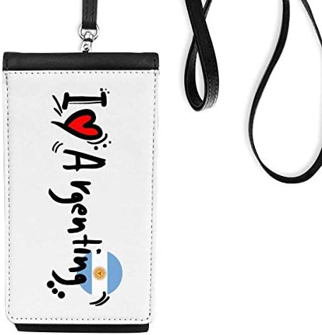 Сакам Argenting Збор Знаме Љубов Срцето Илустрација Телефон Паричникот Чанта Виси Мобилни Торбичка Црна Џеб
