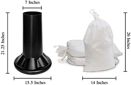 Sandbag Пополнување Алатка со 14 x 26 Бела Ткаени Празни Полипропилен Sandbags - УВ Заштита - Тешки Sandbags за Поплави (1 Пластична