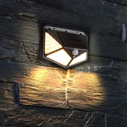 Marvellous Соларни Ѕид Светлина,100LED Сензор за Движење 4‑Двострано Светлосен Сензор за Движење за Безбедност Светла Градина Безбедност