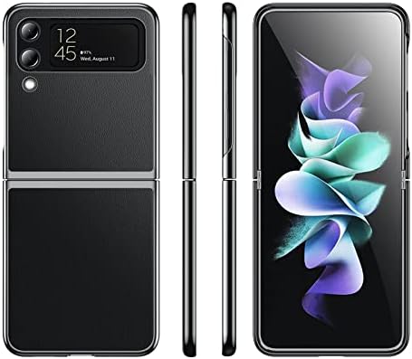 Libeagle Компатибилен со Samsung Galaxy Z Флип 3 Случај [Ултра Тенок] [Electroplated Рамка со СТП Кожа Материјал][Камера и Екран