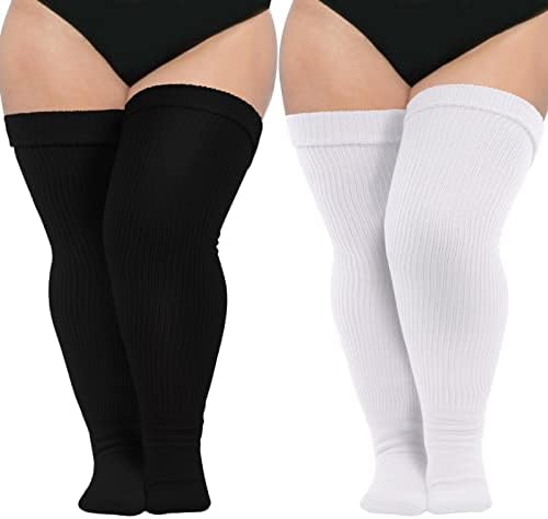 Плус Големина Бедрото Високи Чорапи за Жените - Екстра Долг Над Коленото Високи Чорапи за Дебели Нозе - Женска Бедрото Високи Чорапи