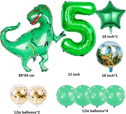 TENNYCHAOR 5-ти Роденден 3D Цртан филм Tyrannosaurus Балони,Смешни Гумени Стојат Диносаурус Фолија Балон Роденден на Играчки за Деца