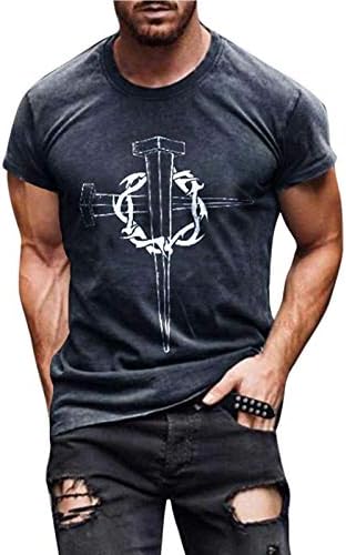 WOCACHI Војник Кратко Sleeve маици за Mens, да Падне на Улица Вера Исус Крстот Лав Печати Тренингот Атлетик Tee Блузи