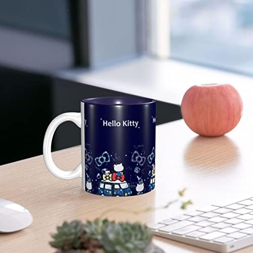 Amontyyroo Hello Kitty Кригла - Додадете Кафе Или Чај И Малку Сцена се Појавува & Керамички Кригла Со Голема Рачка , машина за миење