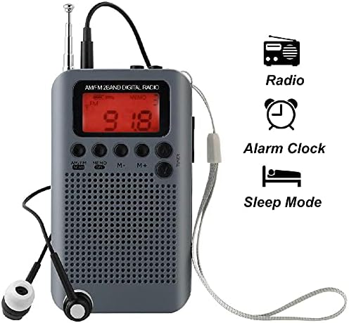 Jeeje Преносни AM FM Радио, Дигитален Дисплеј Мини Џеб Радио со Возачот на Говорникот Аларм & Sleep Timer 3,5 mm приклучок за Слушалки