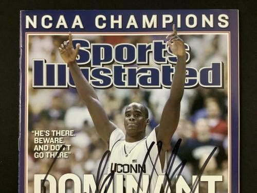 Emeka Okafor Потпишан Спорт Ѕ 4/12/04 Немаат Етикета Huskies Autograph JSA - Autographed НБА Списанија