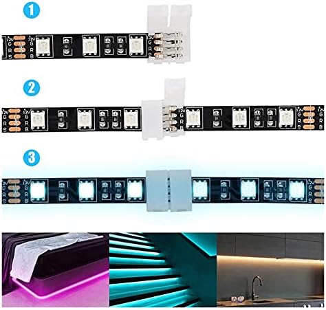 YSJJWDV LED Конектор 10/20/30Pcs 10мм 4 Игли Led Лента Светлина Конектори за Поврзување Агол Десен Агол 10мм SMD 5050 RGB RGBW WS2812