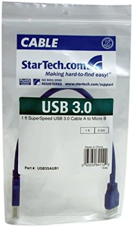 StarTech.com 1 ft SuperSpeed USB 3.0 Кабел за Микро Б - 30cm USB 3 Микро Б Мозок (USB3SAUB1), Сино