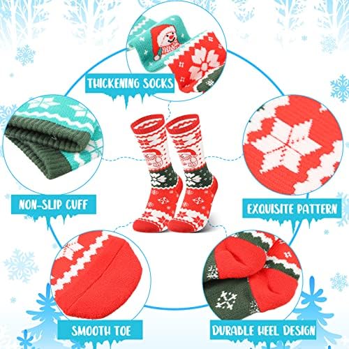 Деца Ски Чорапи 4 Пара Зима и Топло, Долго Коленото Снег Скијање Аикидо уметничко Лизгање Чорапи за Момче Девојка Божиќ Активности