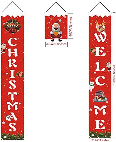 Добредојдовте Божиќ Банери Вратата Украси, Wanery Нова Година на Отворено во Затворено Божиќ Црвено Тремот Знак Couplet Банер Виси
