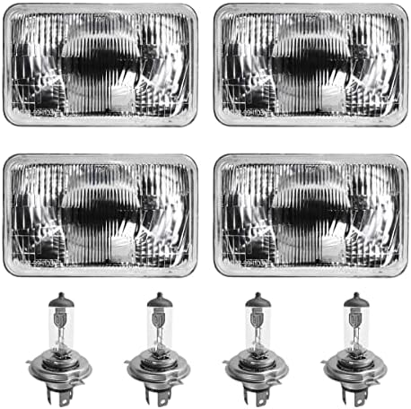 Делови N Оди 4x6 Правоаголна Обичен Конверзија Фарови за Полнење Запечатени Зрак Стакло Светла со Халоген Висок/Низок Светилки Компатибилен со Возила/Камиони од 1976-1