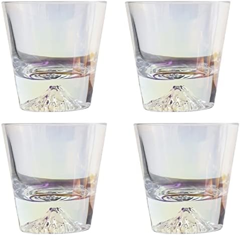 Стакло Drinkware Поставите Снег Планина Шарени Чаша Купот на 4-парче Сет 9oz и 10oz по желба. Сок Млеко Кафе Стакло Lead-free Јасно