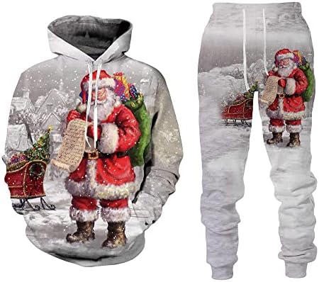 Сите Печати Дуксери Панталони Мажите 3D Tracksuits Унисекс Божиќ снежен човек Pullover Sweatshirt Streetwear Одговара