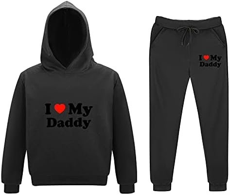 Го Сакам Мојот Татко Младите Pullover Качулка и Sweatpants Одговараат на 2 Парче Облека Мода Sweatshirt Сет За Момчиња и Девојчиња