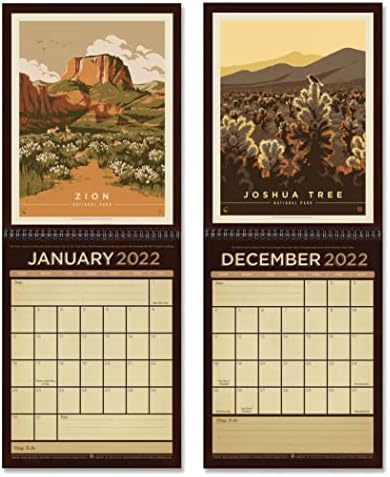 Americanflat 18 Месец Ѕид Calendar - Национални Паркови No. 2 Дизајн - Голем Формат со 10x26 Инчи Кога се Отвори