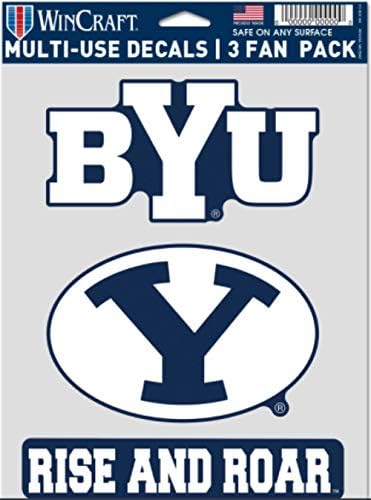 WinCraft NCAA Бригам јанг Универзитетот BYU Cougars Мулти-Користете Decal 3 Фан Пакет, Тимот Бои, 5.5 x 7.75 Инчен Лист