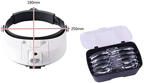 GOFEI Headband Зголемувачот, Мулти-Функционални Осветлени Magnifierwith 2 LED Светло и 5 Монтажни Леќи, за Затворите Работа, Накит
