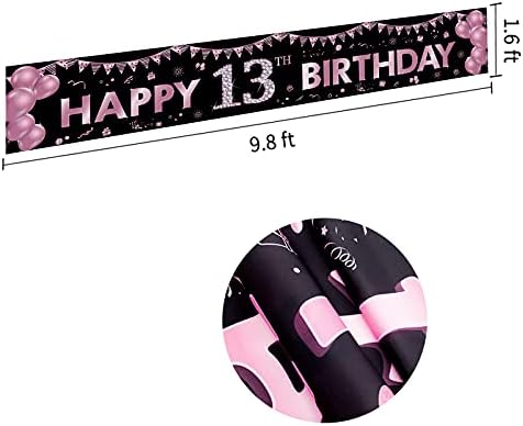 Yoaokiy 13-ти Роденден Банер Украси За Девојки, Виолетова Среќен 13 Роденден Прибор, 13 годишниот Роденден Дома Отворено Знак Оркестарот(9.8x1.6ft)