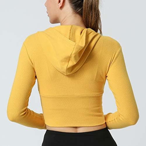 Жените Маскирани Јакна Full-Zip Долг Ракав Цврст Јога Сечење на Врвот Качулка Sweatshirt