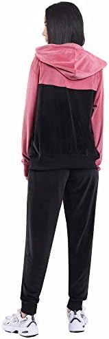 LeeHanTon Velour Џогирање Одговара за Жените Руно Патент Поставува Тренингот Отворено 2 Парчиња Sweatshirt и Спортски Панталони