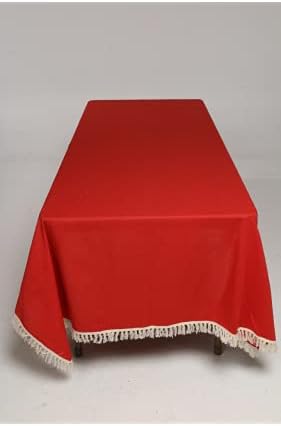 BarakaCreations Правоаголна Маса Крпа со Чипка Рабови – Црвена, 60 x 104 во. Машина Перат Памук, Лен Табела Покрие | Кујна и Табела