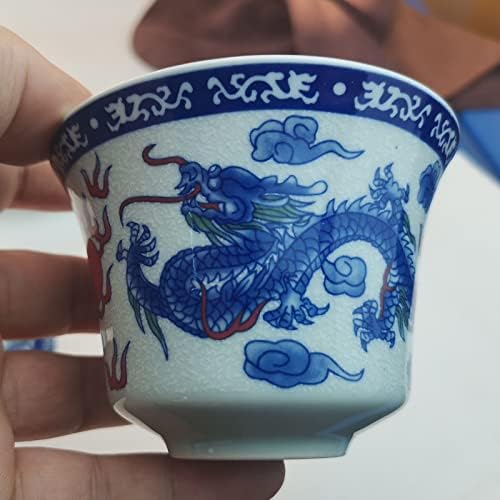 Gaiwan 5.5 оз Кинески Penoy Teacup Qinghua Порцелански Првенство Gongfu Чај Сет (Змеј и феникс)