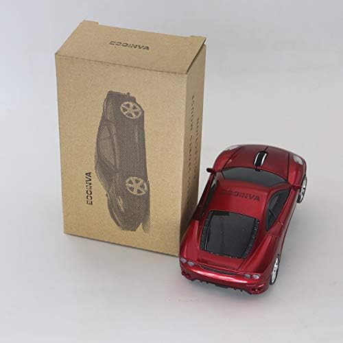 ECOiNVA Безжична Спортски Автомобил Глувчето Оптички 2.4 G Нано USB АА Батерија Десктоп, Лаптоп Глувци (Црвено)