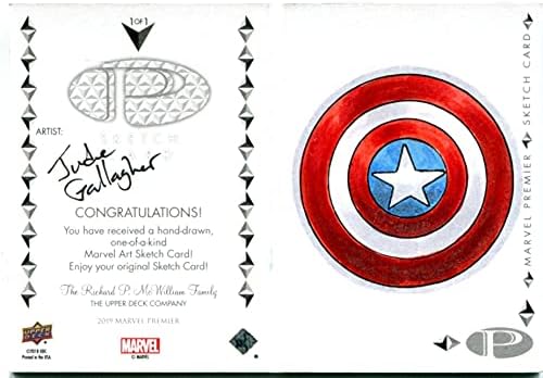 Јуда Галагер Потпишан 2019 Горната Палуба Се Восхитуваат Премиер Капетан Америка Скица Картичка - Историски Намали Потписи