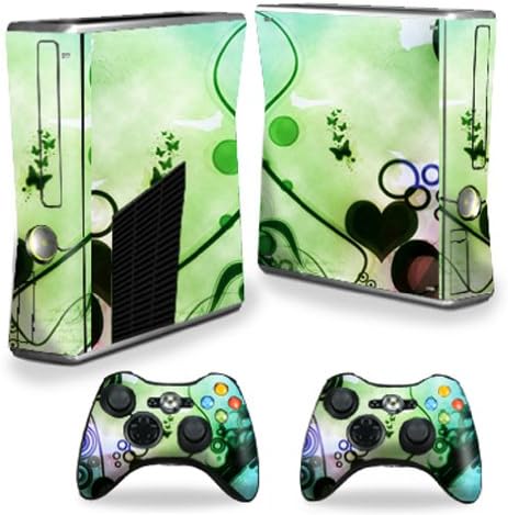 MightySkins Кожата Компатибилен со Microsoft Xbox 360 S Слим + 2 Контролер Кожи заврши Налепница Кожи Апстракт Срца