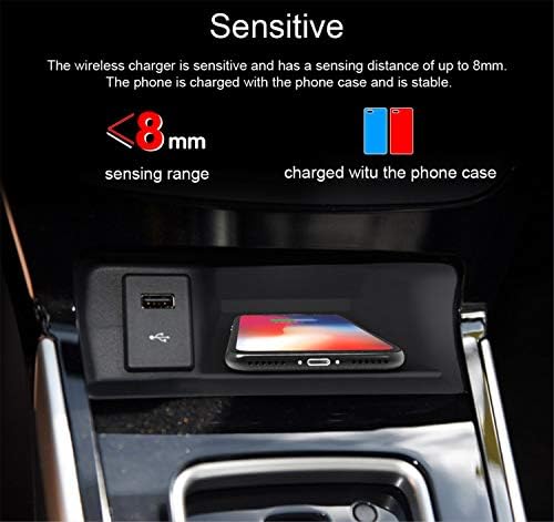 ZWNAV Безжична Автомобил Полнач Планината за Nissan Sylphy -2019, Qi Уверение, 10W Брзо Полнење Компатибилен со iPhone XS/XR/X/8/8+,