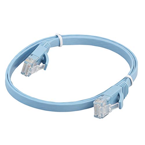 ЏИН Вмрежување Додаток 0.5 m CAT6 Ултра-Тенок Рамен Ethernet Мрежа LAN Кабел, Печ Доведе RJ45 (Црн) (Боја : Сина)
