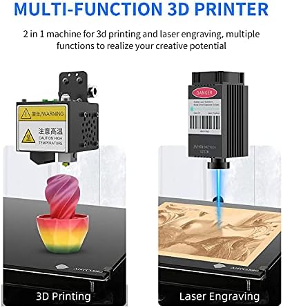 ANYCUBIC Мега Про 3D Печатач, FDM 3D Печатење & Ласерско Гравирање 2 во 1 Филамент 3D Печатач, Печатење со Големина 8.27 x 8.27 x